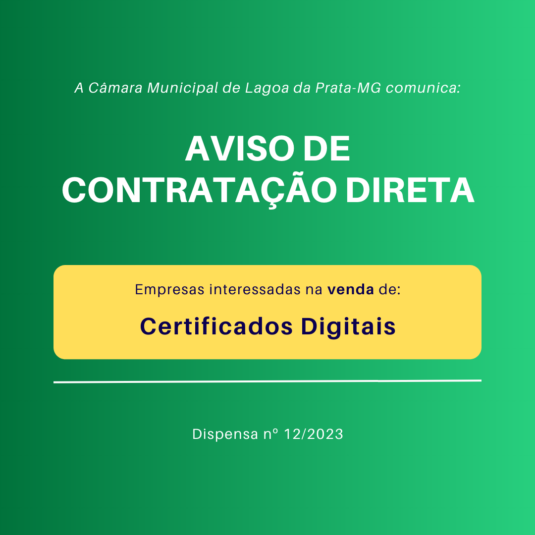 Certificados Digitais | Dispensa nº 12/2023