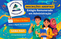 Câmara Municipal abre inscrições para processo seletivo de estagiários.