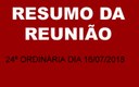 RESUMO DA REUNIÃO ORDINÁRIA DO DIA 16 DE JULHO DE 2018
